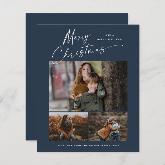 Budget kerstscript 3 Fotokerstkaart (Voorkant / Achterkant)