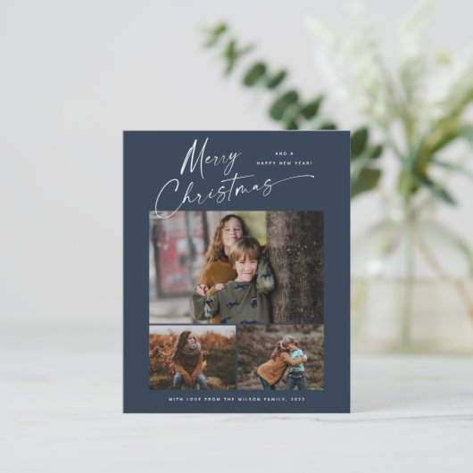 Budget kerstscript 3 Fotokerstkaart (Staand voorkant)