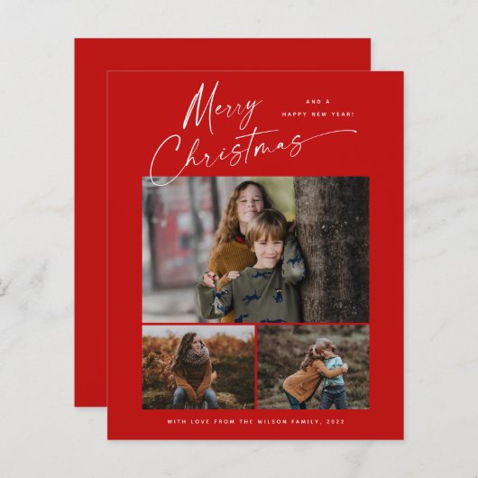 Budget kerstscript 3 Fotokerstkaart (Voorkant / Achterkant)