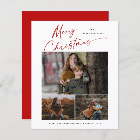 Budget kerstscript 3 Fotokerstkaart (Voorkant / Achterkant)