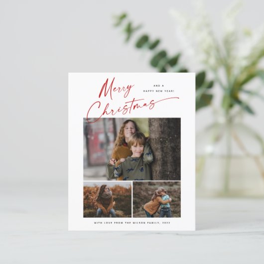 Budget kerstscript 3 Fotokerstkaart (Staand voorkant)