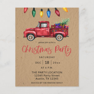 Budget Kersttruck & Lichten Nep-Kraft Feest Uitnod Flyer