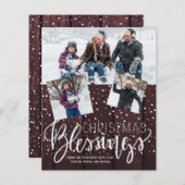 Budget kersttustige houtofotoliday-kaart (Voorkant / Achterkant)