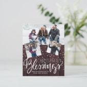 Budget kersttustige houtofotoliday-kaart (Staand voorkant)