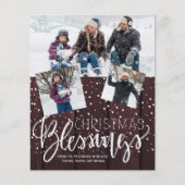 Budget kersttustige houtofotoliday-kaart (Voorkant)