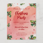 Budget Kerstvakantie feestje uitnodigingen Holly Flyer (Voorkant)