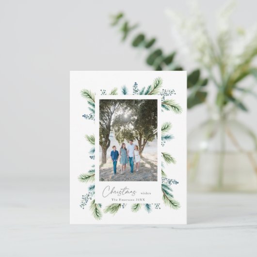 Budget Kerstwensen Boho Spruce en Fir Briefkaart (Staand voorkant)