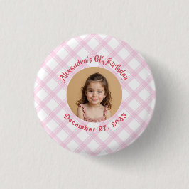 Budget Kids Foto Roze Verjaardagsfeestje Ronde Button 3,2 Cm