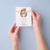Budget kids verjaardag uitnodiging, girly Hedgehog Flyer (Hand)