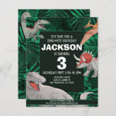 Budget Kinder Dino Trex Dinosaur Birthday Uitnodig (Voorkant / Achterkant)