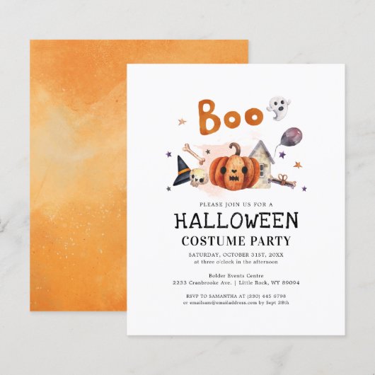 Budget Kinder Halloween Costume Party Invitation (Voorkant / Achterkant)