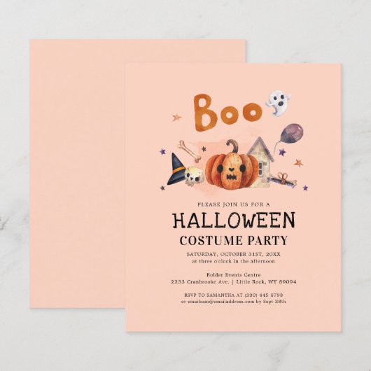 Budget Kinder Halloween Costume Party Invitation (Voorkant / Achterkant)