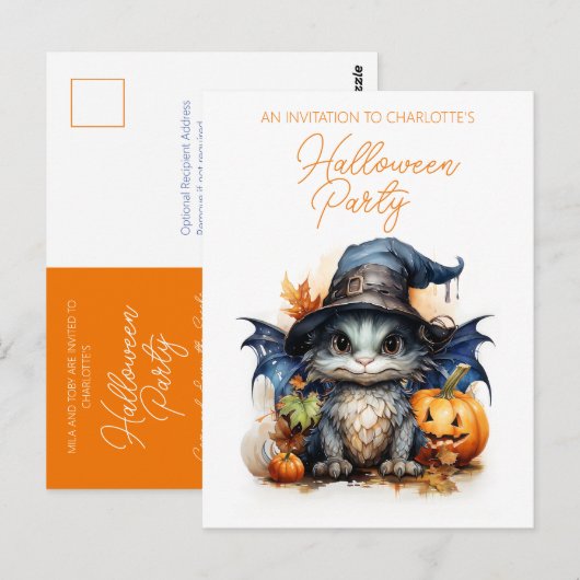 Budget Kinderen Waterverf Baby Dragon Halloween Briefkaart (Voorkant / Achterkant)