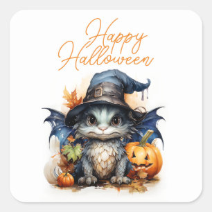 Budget Kinderen Waterverf Baby Dragon Halloween Vierkante Sticker