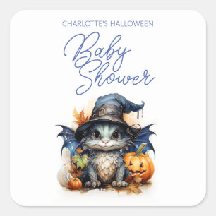 Budget Kinderen Waterverf Baby Dragon Halloween Vierkante Sticker