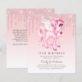 BUDGET Kinderverjaardagsuitnodiging Roze Eenhoorn