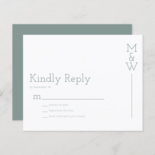 BUDGET Kindly Reply Green RSVP Card (Voorkant / Achterkant)