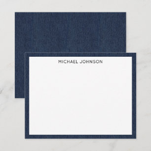 Budget Klant Cadeau, Naam, Donkerblauwe Denim Prin Notitiekaartje
