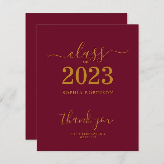 BUDGET Klasse van 2023 Gold Maroon Afstuderen (Voorkant / Achterkant)
