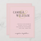 BUDGET Klassiek Bleek Blush Pink Gold Wedding Invi (Voorkant / Achterkant)