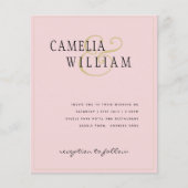 BUDGET Klassiek Bleek Blush Pink Gold Wedding Invi (Voorkant)