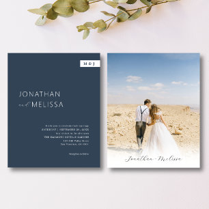 BUDGET Klassiek Eenvoudig Navyblauw Monogram Trouw