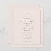 Budget Klassiek Monogram Huwelijk Bewaar De Datum (Voorkant / Achterkant)