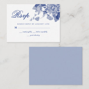 BUDGET Klassieke Blue White Floral Weddenschap RSV Notitiekaartje