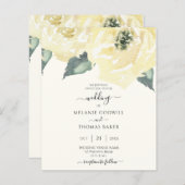 Budget Klassieke Botanische Witte Crème Roos Bloem (Voorkant / Achterkant)