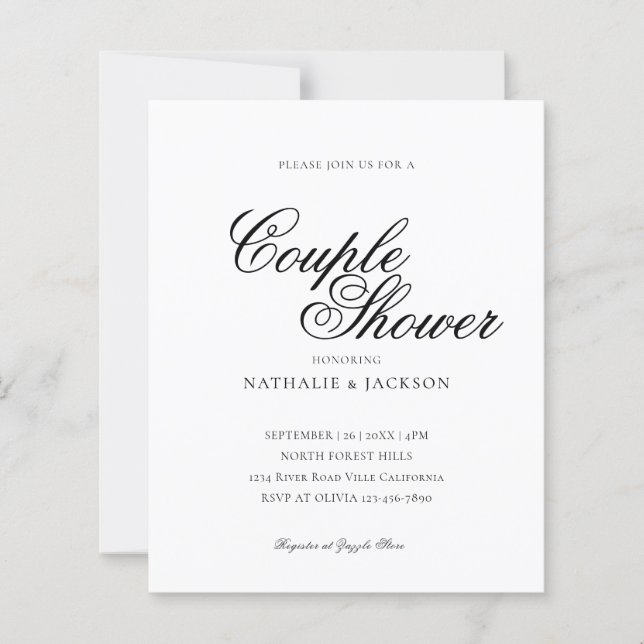 BUDGET Klassieke Elegante Script Koppel Bruisfeest (Voorkant)