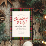 Budget Klassieke Geplaagde Retro Script Kerstfeest Kaart<br><div class="desc">Budget Classic Plaid Retro Script Christmas Party Invitation beschikt over een traditioneel rood en groen geplakt lijst,  met retro-script en klassiek type.</div>