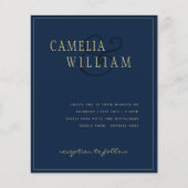 BUDGET Klassieke marine Blue Gold Wedding Invite Flyer (Voorkant)