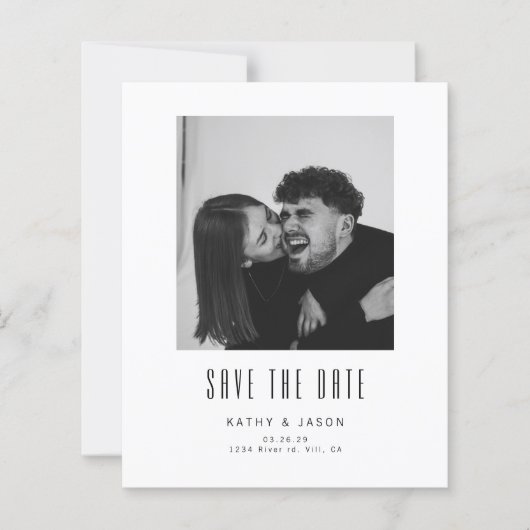 BUDGET Klassieke Moderne Trouwfoto Save The Date (Voorkant)