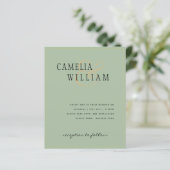 BUDGET Klassieke Sage Green Gold Wedding Invite (Staand voorkant)