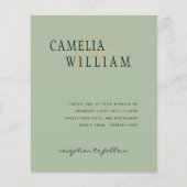 BUDGET Klassieke Sage Green Gold Wedding Invite (Voorkant)