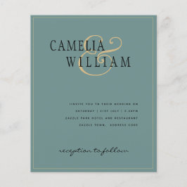 BUDGET Klassieke Sage Green Gold Wedding Invite Flyer
