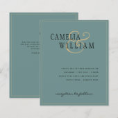 BUDGET Klassieke saliegroen gouden trouwuitnodigin (Voorkant / Achterkant)