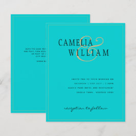 BUDGET Klassieke Turquoise Gold Wedding Invite