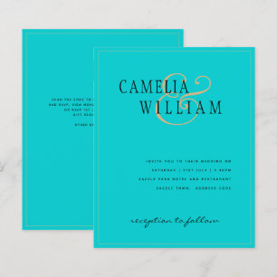 BUDGET Klassieke Turquoise Gold Wedding Invite
