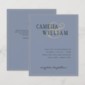 BUDGET Klassieke usty Blue Gold Wedding Invite (Voorkant / Achterkant)