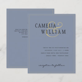 BUDGET Klassieke usty Blue Gold Wedding Invite