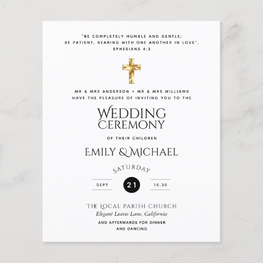 Budget Klassieke Zwarte Witte Katholieke Trouw Uit (Voorkant)