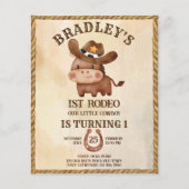 Budget kleine cowboy baby paard 1st rodeo invitata (Voorkant)