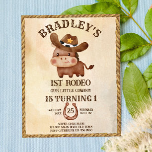 Budget kleine cowboy baby paard 1st rodeo invitata