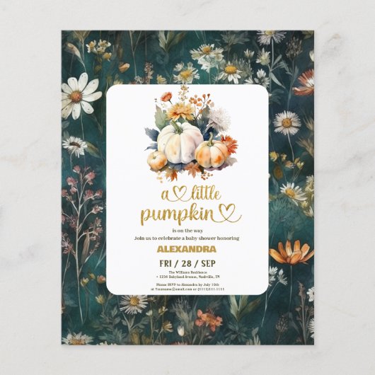 Budget Kleine pompoen herfst baby shower Flyer (Voorkant)