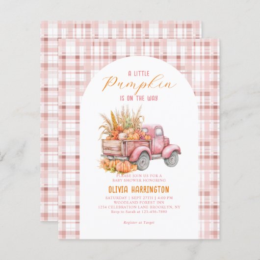 BUDGET kleine pompoen roze vrachtwagen meisje Baby (Voorkant / Achterkant)