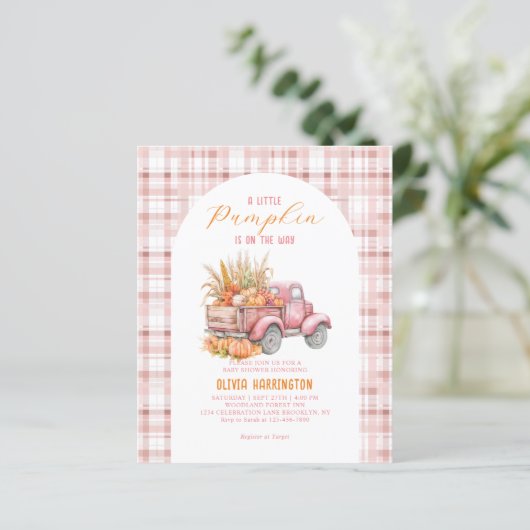 BUDGET kleine pompoen roze vrachtwagen meisje Baby (Staand voorkant)