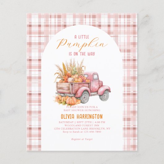 BUDGET kleine pompoen roze vrachtwagen meisje Baby (Voorkant)