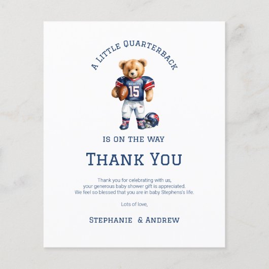 Budget Kleine Quarterback Op Komst Baby Shower (Voorkant)