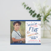 Budget Kleine Rookie Baseball Blauwe Foto Verjaard (Staand voorkant)